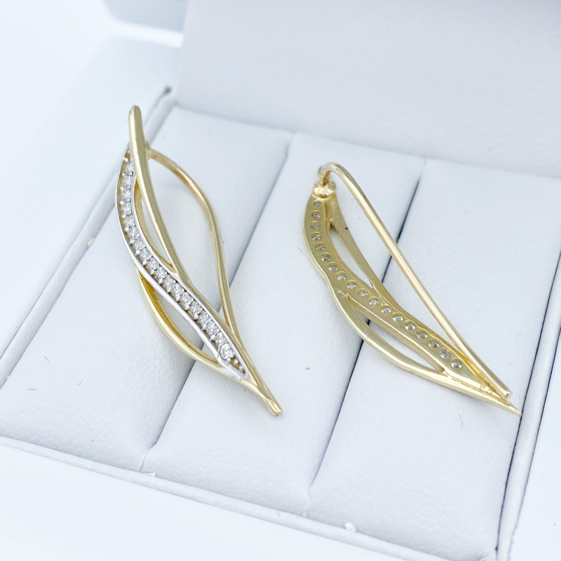 Žluté zlato záušnice se zirkony